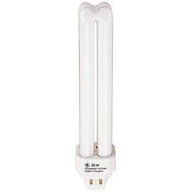 GE 97610 - F26DBX/827/ECO4P - 26 Watt Plug-in Compact Fluorescent Quad Tube Light Bulb, 4 Pin, 2700K (10)