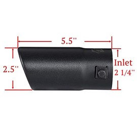 Paquete de 2 puntas de escape negras - Se ajusta a un diámetro de tubo de cola de escape de 1.5 a 2 pulgadas - Puntas de silenciador de acero inoxidable con revestimiento negro para automóvil