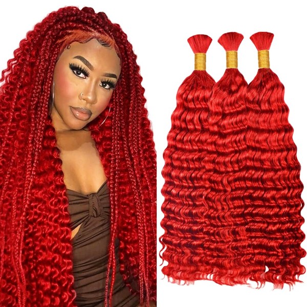 32 32 32 Inch Red Boho Hair for Braiding Deep