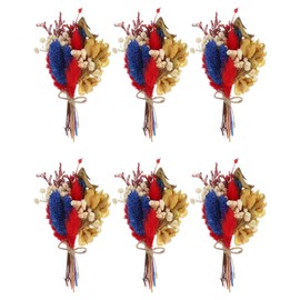 PATIKIL Mini Dried Flower Bouquet, 6 Pcs Pampas Grass Natural Wildflower with Stem Decor Baby's Breath Boho Floral Plant Flower for Crafts DIY Photo Props Gift Wedding Decor, Blue Red