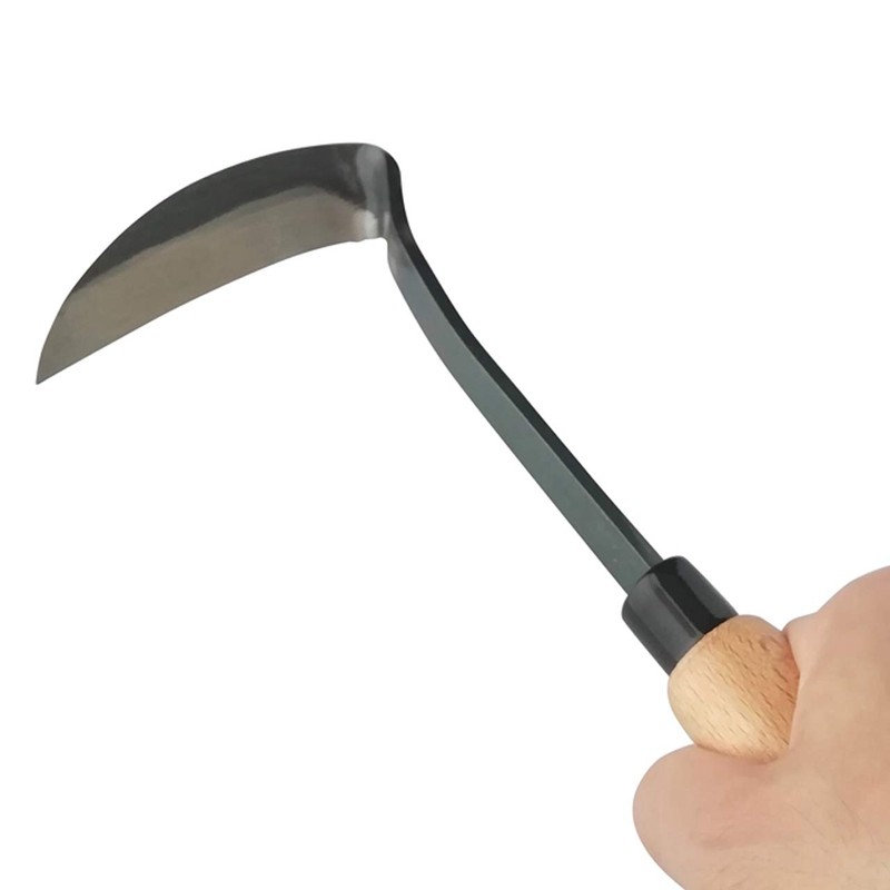 Tomerry Japanese Gardening Weeding Sickle Nejiri Kama Sharp Steel Blade