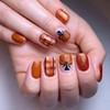Fall Press on Nails Short Square Fake Nails Thanksgiving Nail