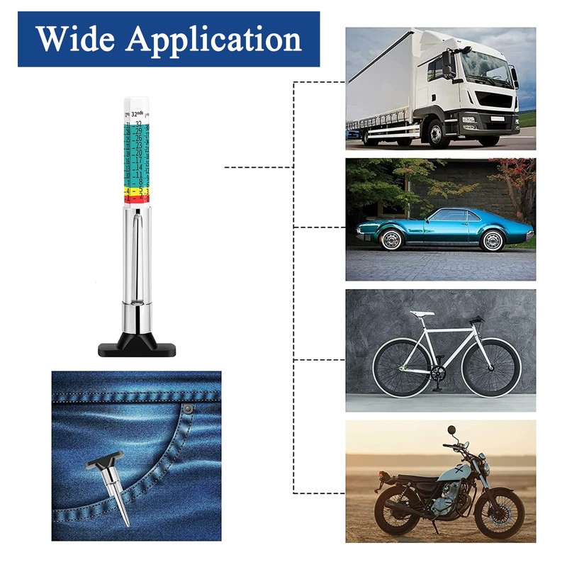 Heeke 2PCS Tire Tread Depth Gauge - Two-Sided Smart Color