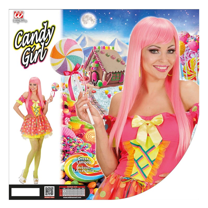Widmann - Kostüm Candy Girl, Kleid, Lutscher, Karneval, Mottoparty