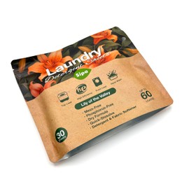 SIPA Laundry Detergent Sheets Bag - 30 Sheets, Up to 60 Loads, Lily of the Valley Scent, Phosphorus-Free, High Efficiency, (30 Count (Pack of 30))