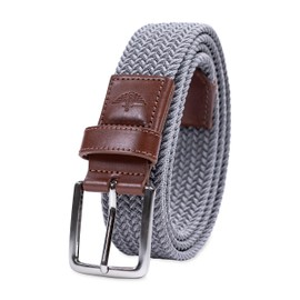 Dockers Men's Casual Everyday Braided Fabric Fully Adjustable Web Belt, Grey, Small (30-32)