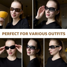 TJUTR Trendy Polarized Sunglasses for Women, Wrap Around Jackie-O Designer Sun Glasses UV400 Protection TS022