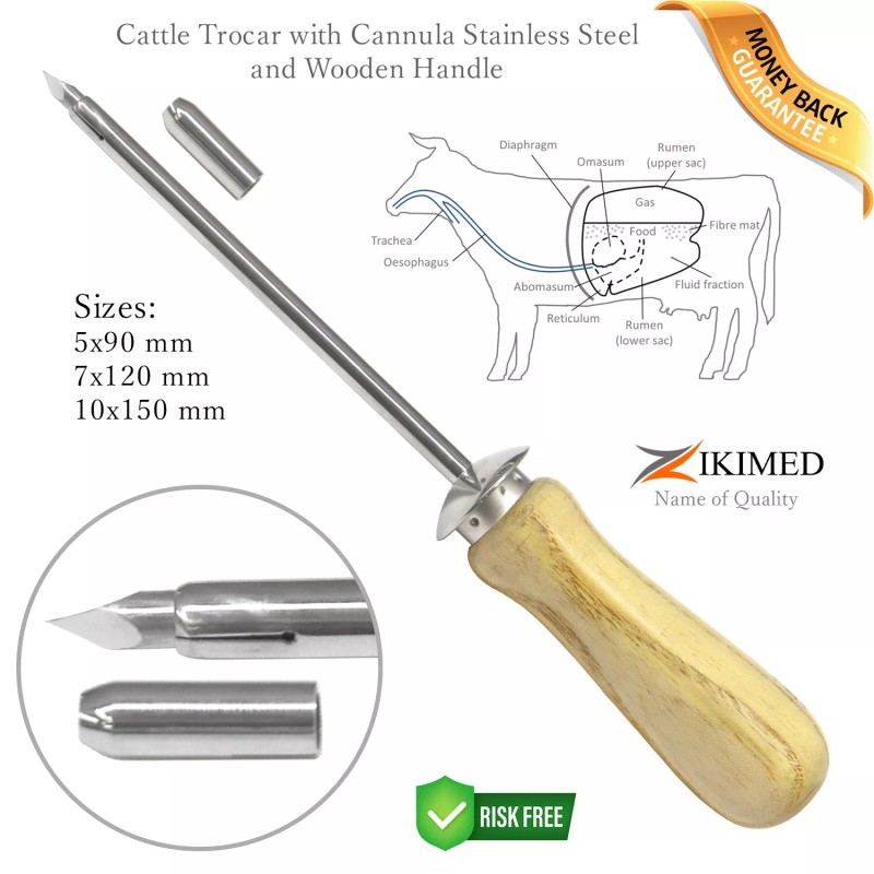 zikimed Portable Livestock Trocar Multi-Purpose Stomach Deflation Ventilating Tool