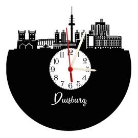 bigcopy e.K. Duisburg Skyline Wall Clock with Dial, High-Quality Acrylic Glass Clock with Silent Quartz Movement, 3 mm Thickness