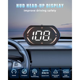 VANKUB Universal HUD Heads Up Display for Car, GPS Digital Speedometer Display with MPH Speed Compass, HUD Speed Meter Accessories with LED Large Font, Plug and Play for Truck Motor SUV All Vehicle