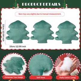 CESTAME 3 Pcs Christmas Tree Throw Pillow Christmas Throw Pillows Soft Christmas Tree Shaped Cushion Stuffed Cute Tree Throw Pillow Decorative Pillow for Home Bedroom Home Couch Decor(Christmas Green)