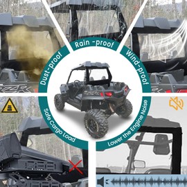 QYMOTO Polaris RZR XP 900 Rear Window,Rear Windshield, Canvas Soft Full Back Window Panel for 900 Trail, 900 4 XP, Block Wind, Rain Dust and Debris from Back