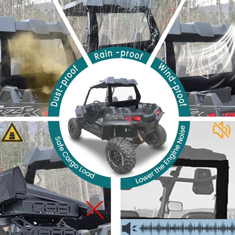 QYMOTO Polaris RZR XP 900 Rear Window,Rear Windshield, Canvas Soft