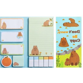 Fokmuaex 1set Capybara Sticky Notes Set - Cute Teacher Appreciation Gifts with Memo Pads, Kawaii Stationery for School Office Home (Assorted Designs)