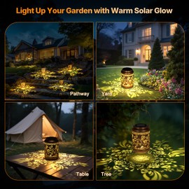 Solar Lanterns Outdoor Waterproof, Butterfly Garden Decor for Yard Porch Lawn Patio Pathway, Hanging Solar Lights Birthday Gifts for Women Mom Grandma Sister Friend