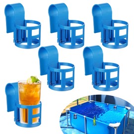 Bazyrock 6 Pcs Poolside Cup Holder for Above Ground Pools,Plastic Pool Cup Holder No Spills Pool Drink Holder Round Fits 2 Inch or Less Round Top Bar