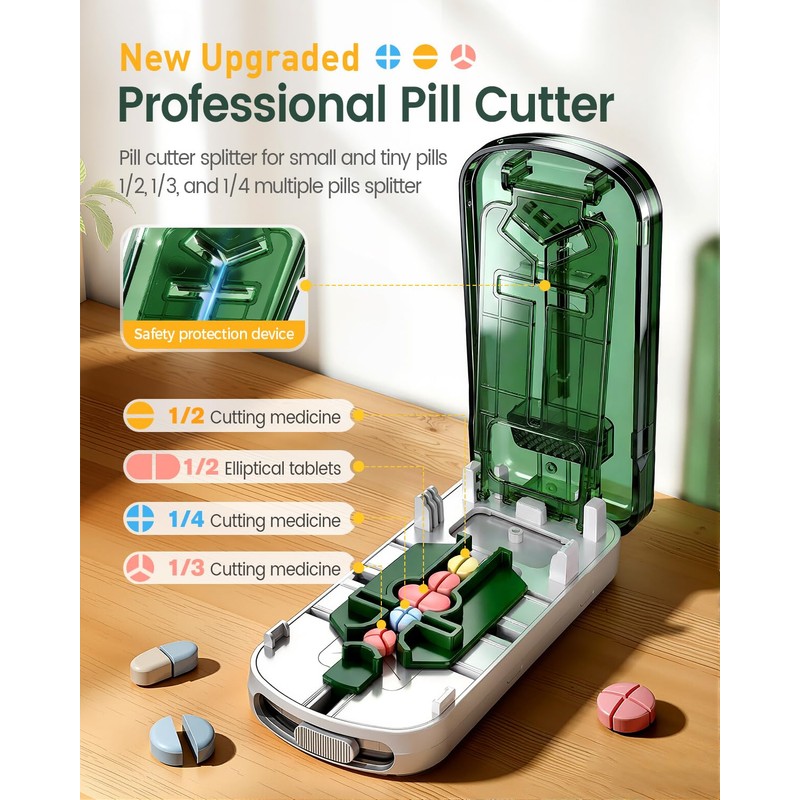Professional Pill Cutter for Small Pills and Large Pills-Safely Cuts