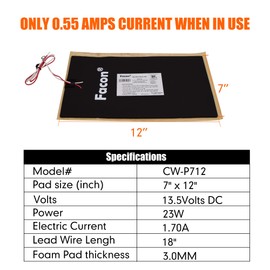 Facon 7" x 12" RV Pipe Heater Pad, Work for 3" Pipe - 2 Pack, Heating Pad for RV, Camper, Travel Trailer and Motorhome Water Tank System, DC 12Volts-13.5Volts