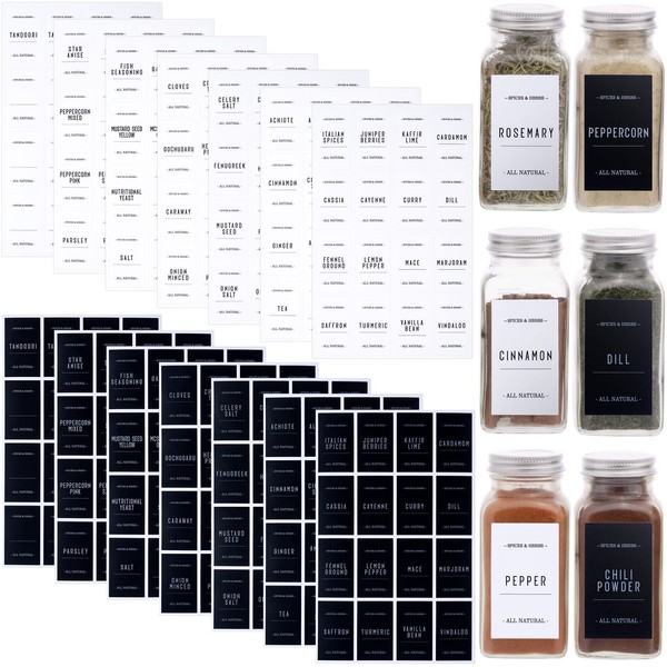 OIIKI 224PCS Spice Labels Stickers, 1.3x2.16Inch Rectangular, Kitchen Pantry Food