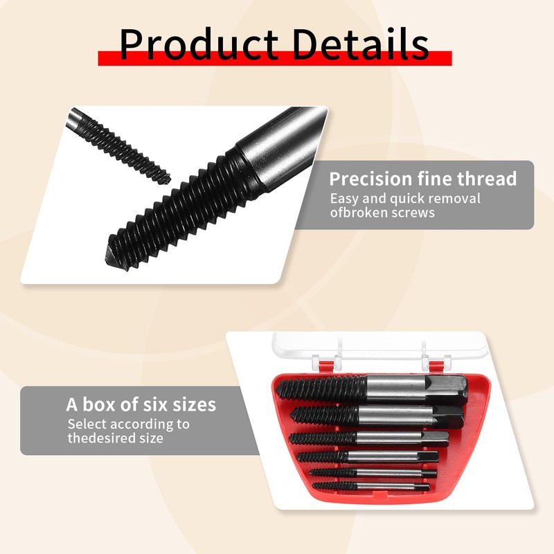 6 x Damaged Screw Extractor Sets, Easy Out Broken Bolt