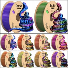 Gratkit Silk Tri-Color PLA Filament，Coextrusion PLA Filament 1.75mm, +/-0.03mm, 10 * 1KG/Roll, Silk PLA 10KG Bundle Multicolor