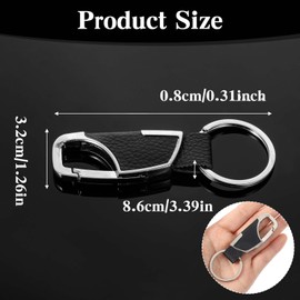 Mabor 2Pcs Metal Key Chain with Leather Heavy Duty Home Office Car Keychain Key Organizer with Key Ring Key Holder for Men and Women Brown Black