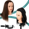 S-noilite 100% Human Hair Mannequin Head Hairdresser Practice Styling Cosmetology