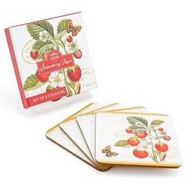 The Leonardo Collection LP92932 Strawberry Coaster Set of 4, Cork, White
