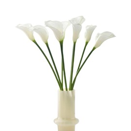 8Pcs Artificial Calla Lily Flowers,26" Long Stem Calla Lily Artificial Flowers, Faux Calla Lillies,Real Touch Fake Latex Flowers,for Tall Vases,Wedding,DIY Bouquet,Party,Home Decor (White)