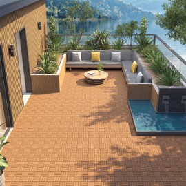 Yaheetech 10pcs Hardwood Interlocking Patio Deck Tiles Acacia Waterproof Wood Flooring Tiles for Patio Garden Poolside, 12'' x12'' Indoor Outdoor Use All Weather