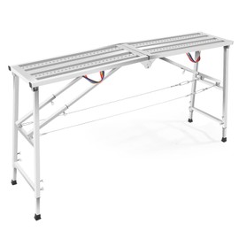 Scaffolding Adjustable Height Work Platform, Multi-Functional Portable Folding Aluminum Step Ladder, Maximum Bearing 800lbs for Painting, Car Washing, Cleaning, 70.8"×15.7"×35.4"