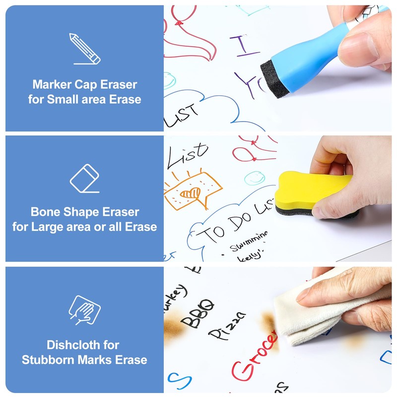 4 PACK Magnetic Dry Erase Board Sheet for Fridge, 12"x8"