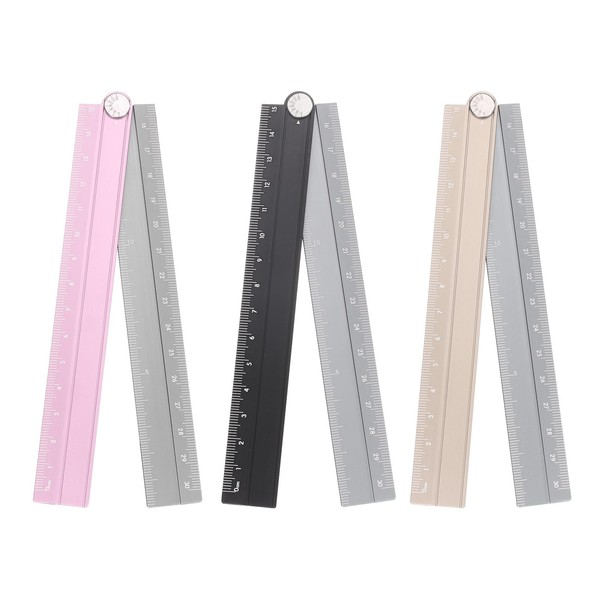 sourcing map 3pcs Folding Straight Ruler 30cm Metric Aluminum Alloy