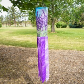 In the Breeze 5211 — Lavender 40-inch Inspiration Windsock — Colorful Hanging Garden Décor with Embroidered Details…