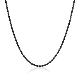 Verona Jewelers 2MM-5MM Stainless Steel Black Twist Rope Chain for Men and Women, Stainless Steel Necklace, Twist Rope Necklace,Black Chain(2mm,30bl)