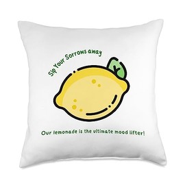 Lemon Bliss Delights Sip Your Sorrows Away Our Lemonade is The Ultimate Mood Throw Pillow, 18x18, Multicolor