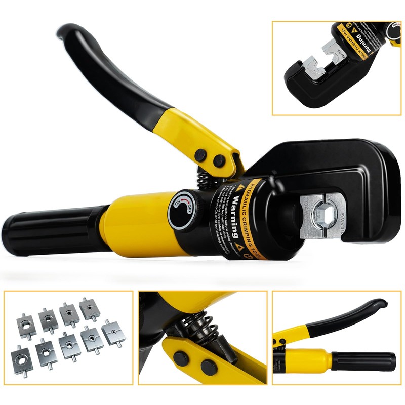 Bosimux 10 Tons Hydraulic Crimping Tool with Cable Cutter, 64PCS