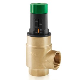 WiseWater 1" G Pressure Relief Valve, 0.2-1.0 bar Visually Adjustable Differential Pressure baypass Valve, Quality Brass Adjustable Pressure Reducer for Closed Water Circulation Systems (DN25)