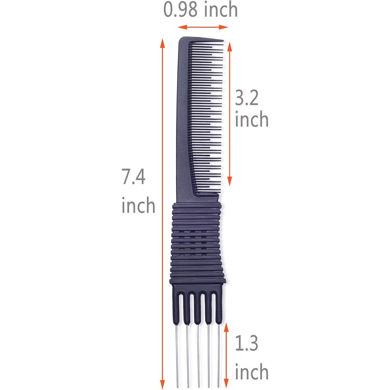 2pcs Professional Salon Teasing Back Comb, Black Carbon Comb by