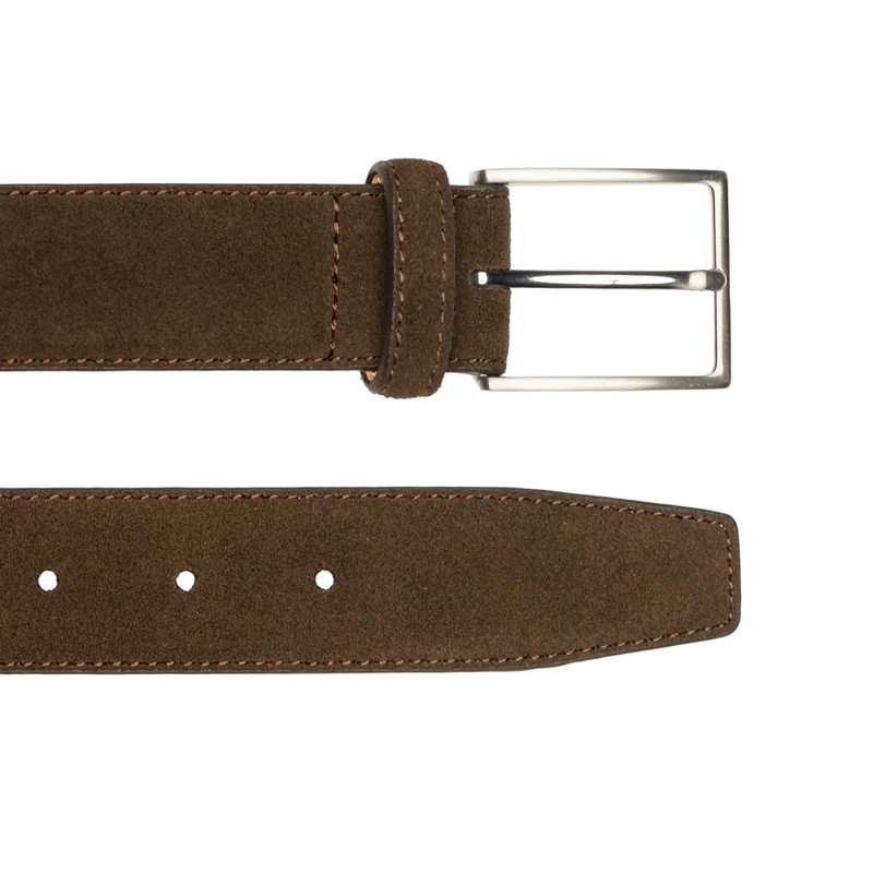 Bobby Men's Belt Suede Width 3.5 cm, dark brown