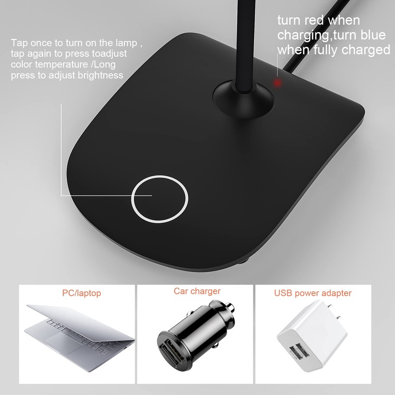 DEEPLITE Battery Operated Desk Lamp, LED Desk Light 3 Lighting