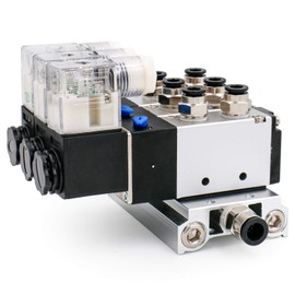 Heschen Electro-Pneumatic Triple Solenoid Valve, 4V210-08, DC 12V, PT1/4 5-Way 2 Position, Manifold Base Muffler Quick Fitting Set