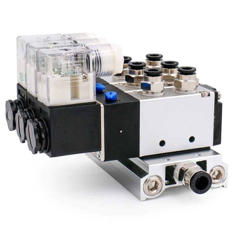 Heschen Electro-Pneumatic Triple Solenoid Valve, 4V210-08, DC 12V, PT1/4 5-Way