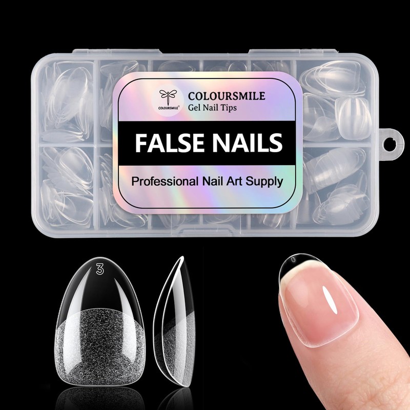 Puntas de uñas extracortas almendradas de cobertura completa - 216