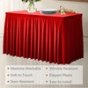 Mantel ajustable de terciopelo rojo para mesas rectangulares, resistente a