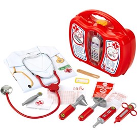 Theo Klein 4353 Arztkoffer I Inkl. Arztkostüm, Stethoskop mit echter Funktion und batteriebetriebenem Handy mit Sound I Maße: 28 cm x 24,5 cm x 8,5 cm I Spielzeug für Kinder ab 5 Jahren