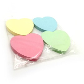 Heart Sticky Notes Pastel Colours Yellow, Pink, Green, Orange | 1200 Sticky Pads (76x76mm) Set of 12 (100 Sheets Per Pad) | Stationery, Office Accessories, School Supplies for All Occasions