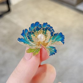 GDXGHJUPeony Brooch Chinese Style Rhinestone Flower Brooch Pearl Flower Brooch Pin Gold Plated Flower Floral Brooch Lapel Pin Wedding Exquisite Jewelry Mother's Day Birthday Gifts for Mom Wife