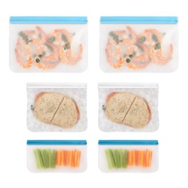OGGI Reusable Food Storage Bags - Set 6 - Ideal Lunch Bags, Freezer Bags, Sandwich Bags, Snack Bags, Storage Bags, Snack Bag for Travel - Food-Grade BPA-Free - (2) 11x8" / (2) 8.5x7" / (2) 8.5x5"