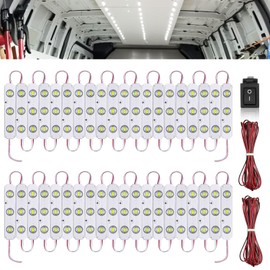 12V 120 LEDs Van Interior Light Kits, Module Ceiling Lamp for Car Truck Auto Vehicle Caravan Trailers Boat Bus RV Room Cargo White Lighting (40 Modules)
